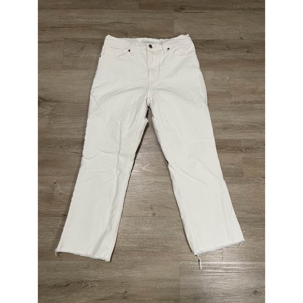 Lucky Brand Womens 10 / 30 White Mid Rise Authentic Straight Crop Corduroy Jeans